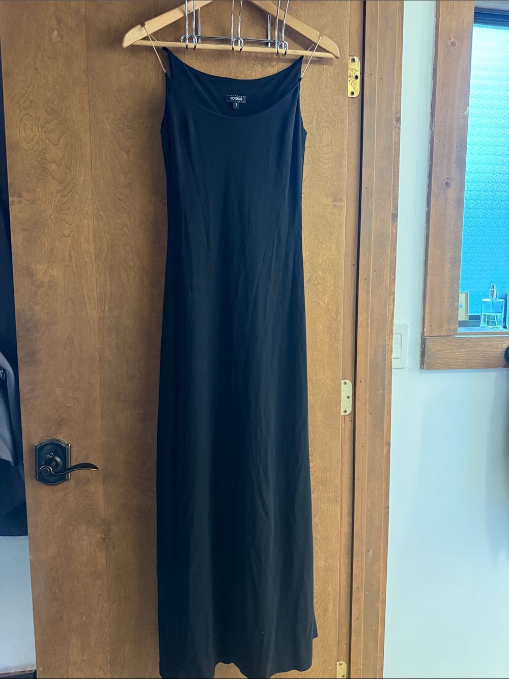 Kookai Black Maxi Slip Dress with Thin metal Straps